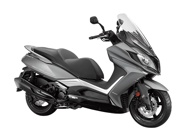 Moto Kymco Downtown 350i TCS - Color Gris - De costado - Cycles Motoshop